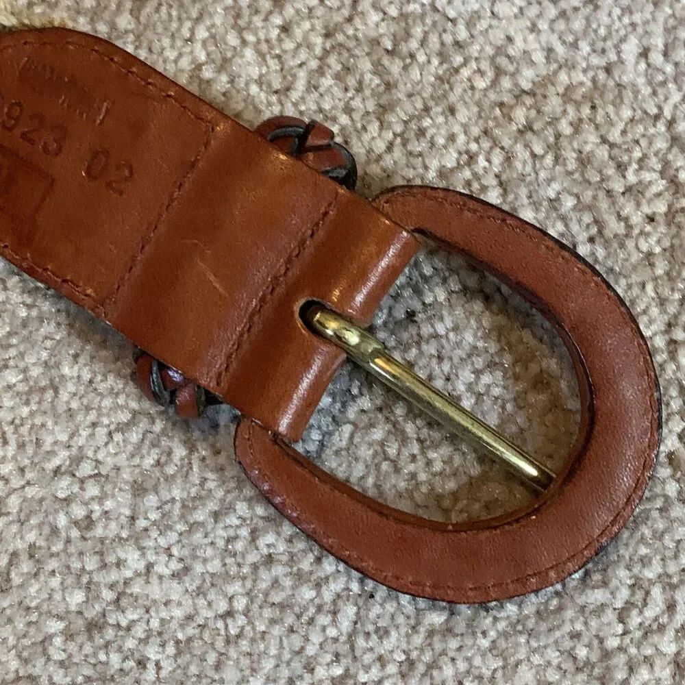 Jute And Braided Leather Belt Tan Brown Women’s Size Medium Made in Turkey